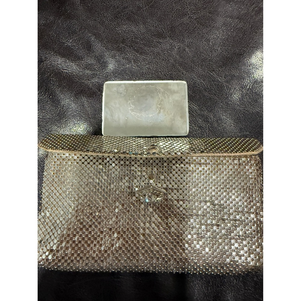 Whiting Davis Art Deco Mesh Evening Clutch Bag Sparkle‎ Rhinestone Closure - Picture 6 of 8